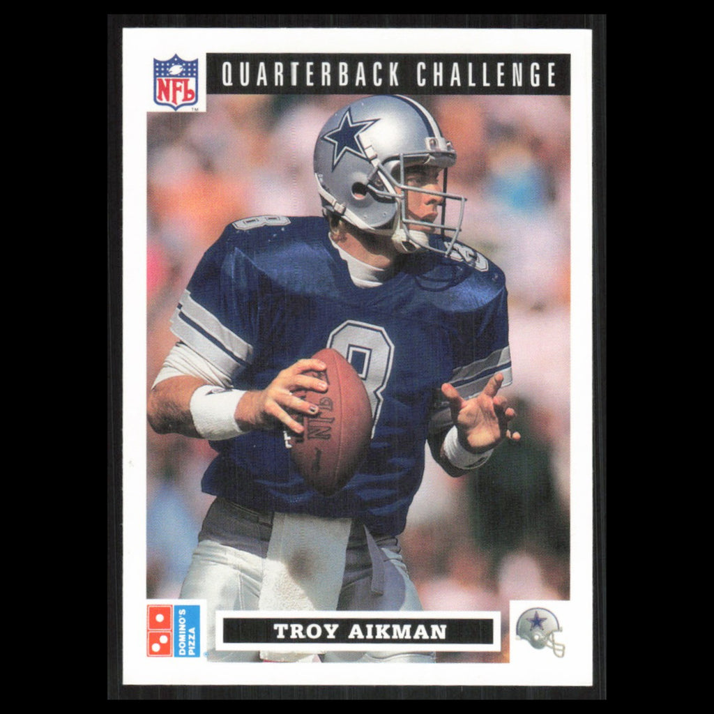 Troy Aikman #6 1991 Dominos The Quarterbacks Dallas Cowboys Football Card NFL NM