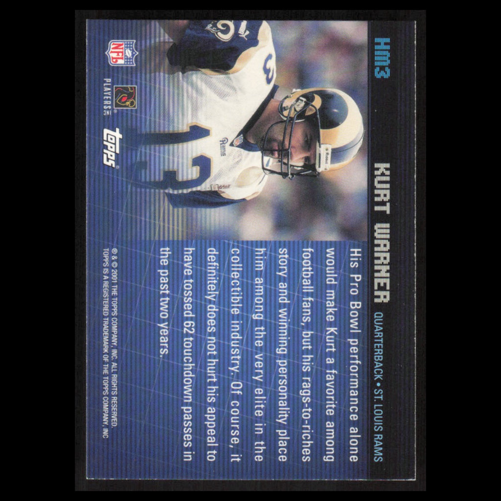 Kurt Warner #HM3 2001 Topps Hobby Masters St. Louis Rams Football Card NFL NM