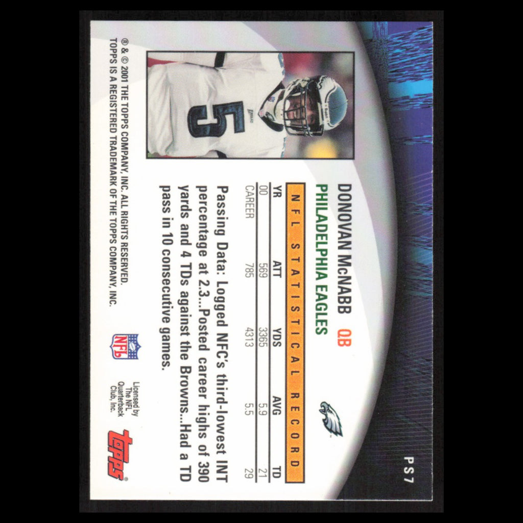 Donovan McNabb #PS7 2001 Topps Own Game Perfect Spiral Philadelphia Eagles Card