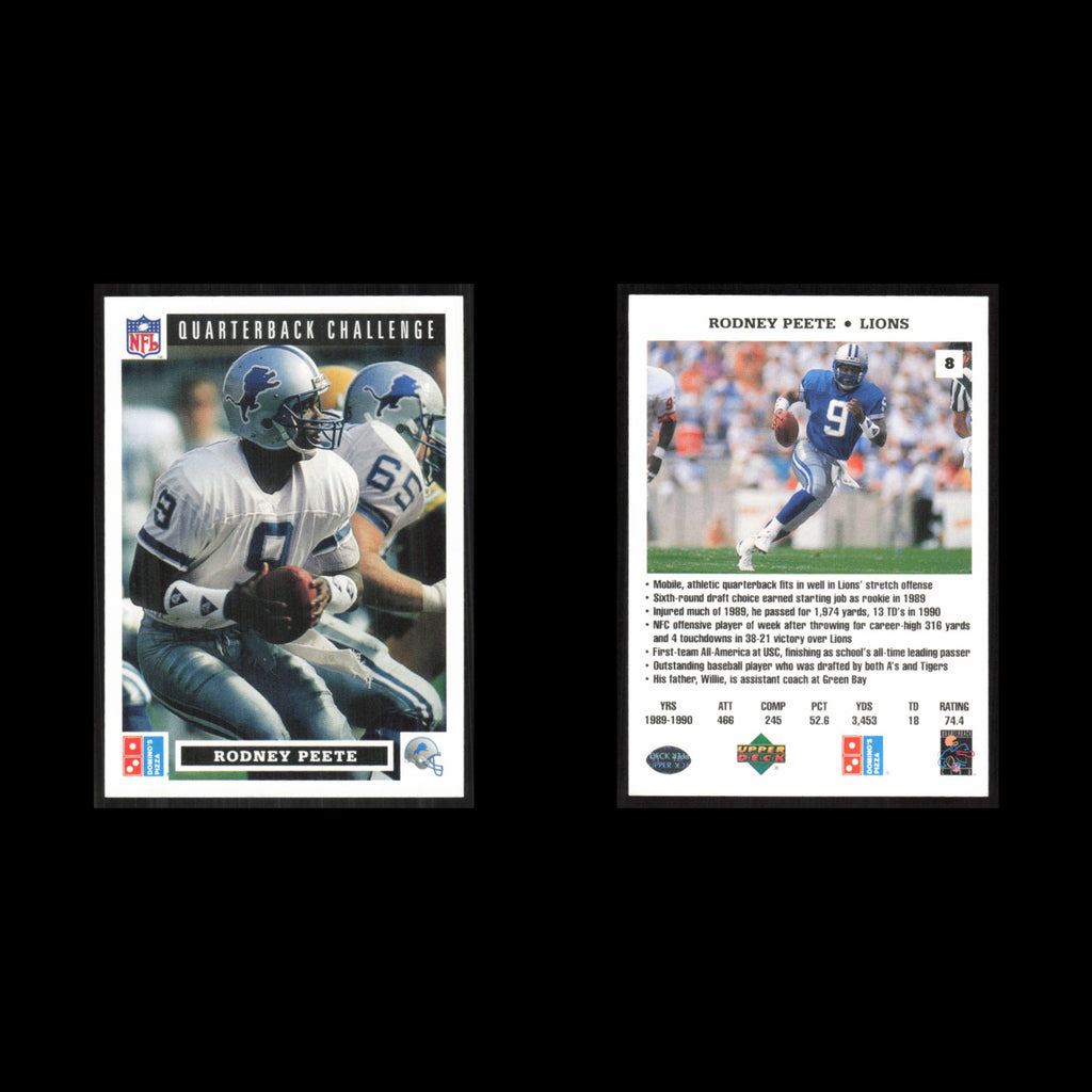 Rodney Peete #8 1991 Dominos The Quarterbacks Detroit Lions Football Card NFL NM