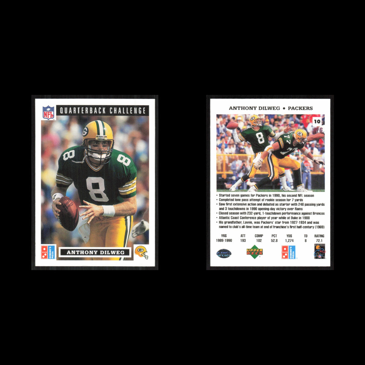 Anthony Dilweg #10 1991 Dominos The Quarterbacks Green Bay Packers Football Card