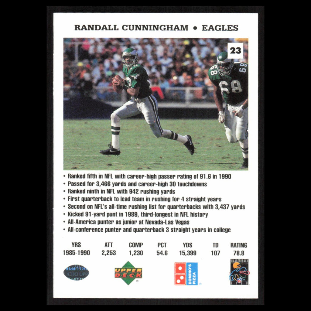 Randall Cunningham #23 1991 Dominos The Quarterbacks Philadelphia Eagles Card NM