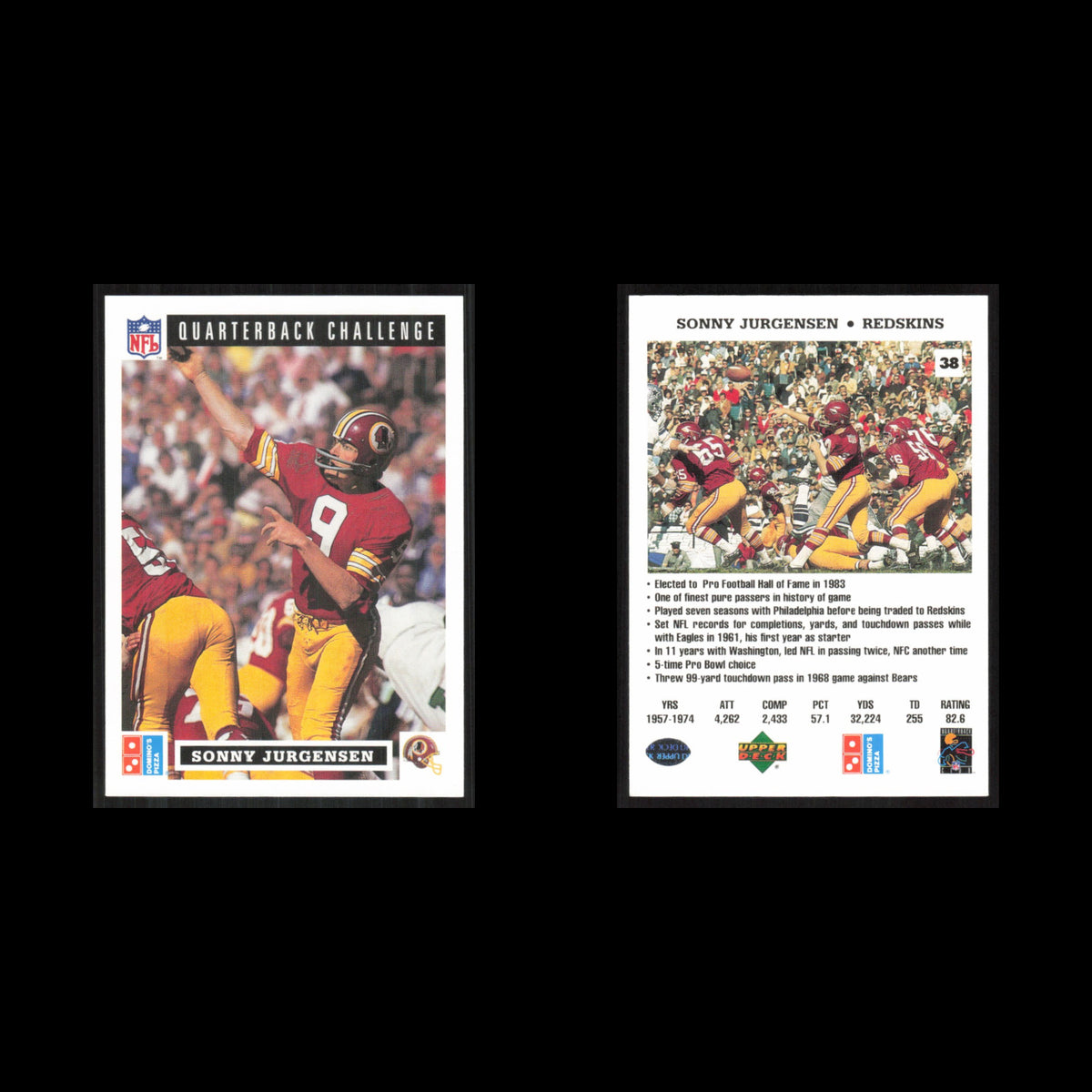 Sonny Jurgensen #38 1991 Dominos The Quarterbacks Washington Redskins Football