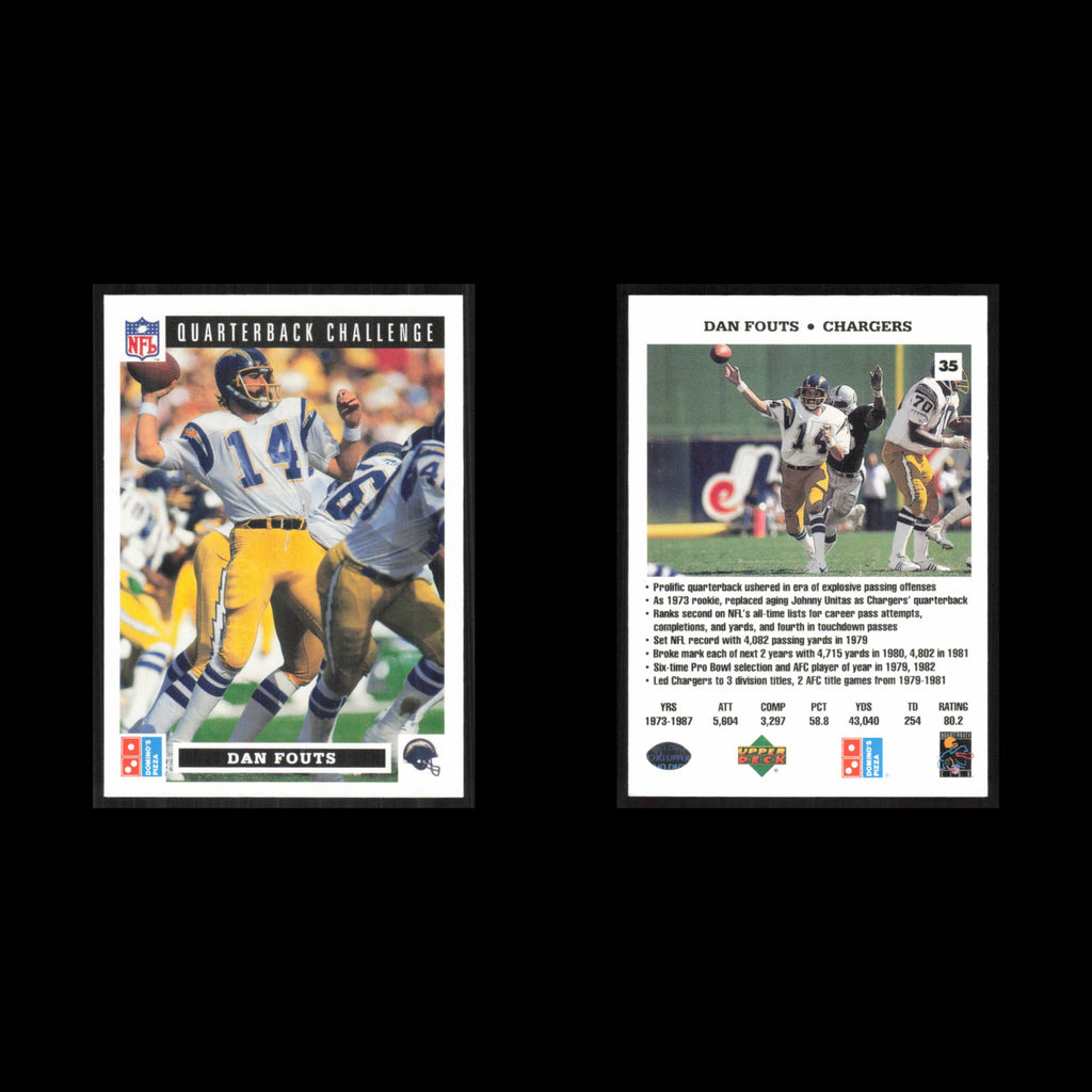 Dan Fouts #35 1991 Dominos The Quarterbacks San Diego Chargers Football Card NFL