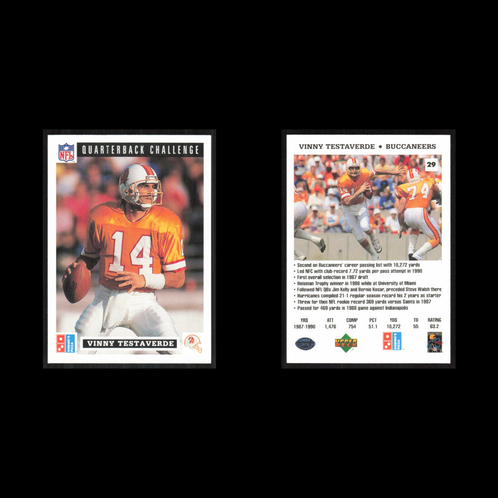 Vinny Testaverde #29 1991 Dominos The Quarterbacks Tampa Bay Buccaneers Football