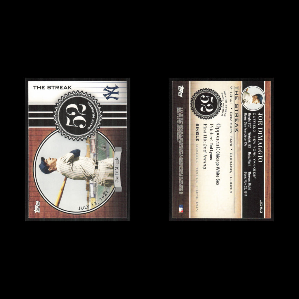 Joe DiMaggio #JD52 2007 Topps DiMaggio Streak New York Yankees Baseball Card MLB