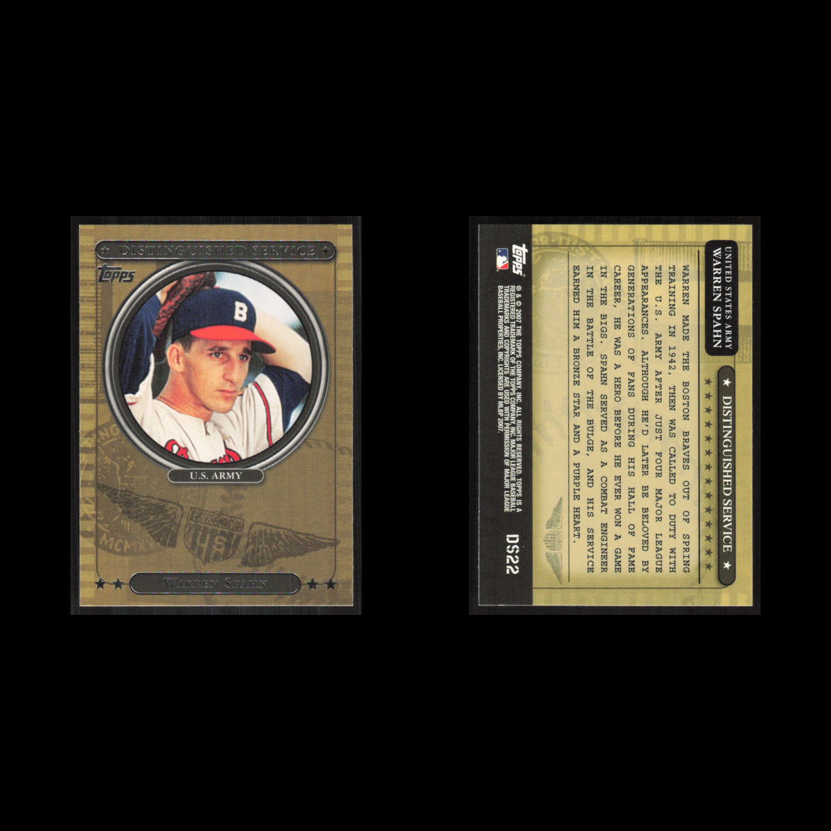 Warren Spahn #DS22 2007 Topps Distinguished Service Boston Braves Baseball Card