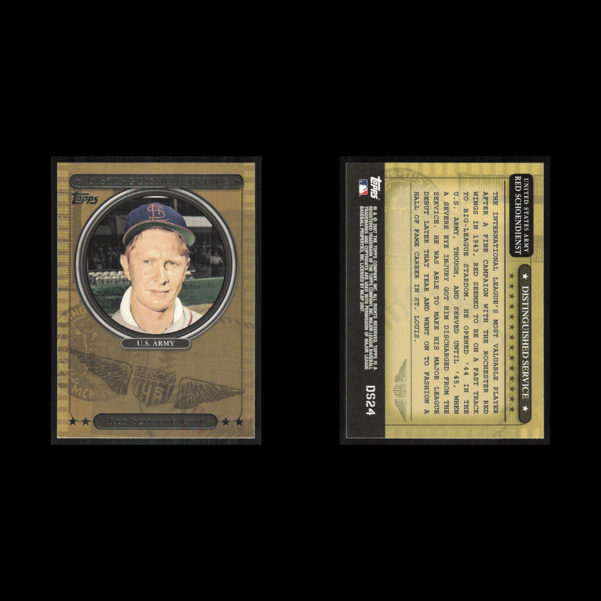 Red Schoendienst #DS24 2007 Topps Distinguished Service St. Louis Cardinals Card