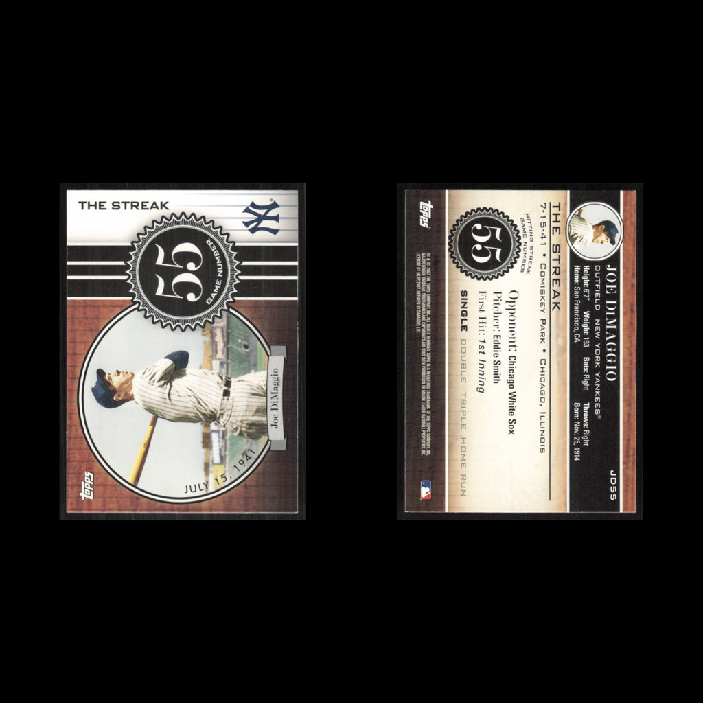 Joe DiMaggio #JD55 2007 Topps DiMaggio Streak New York Yankees Baseball Card MLB