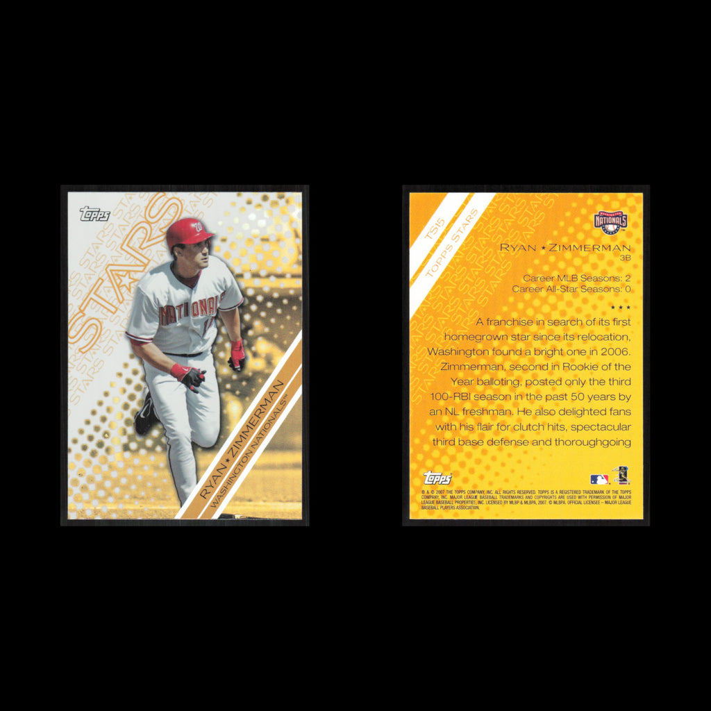 Ryan Zimmerman #TS15 2007 Topps Stars Washington Nationals Baseball Card MLB NM