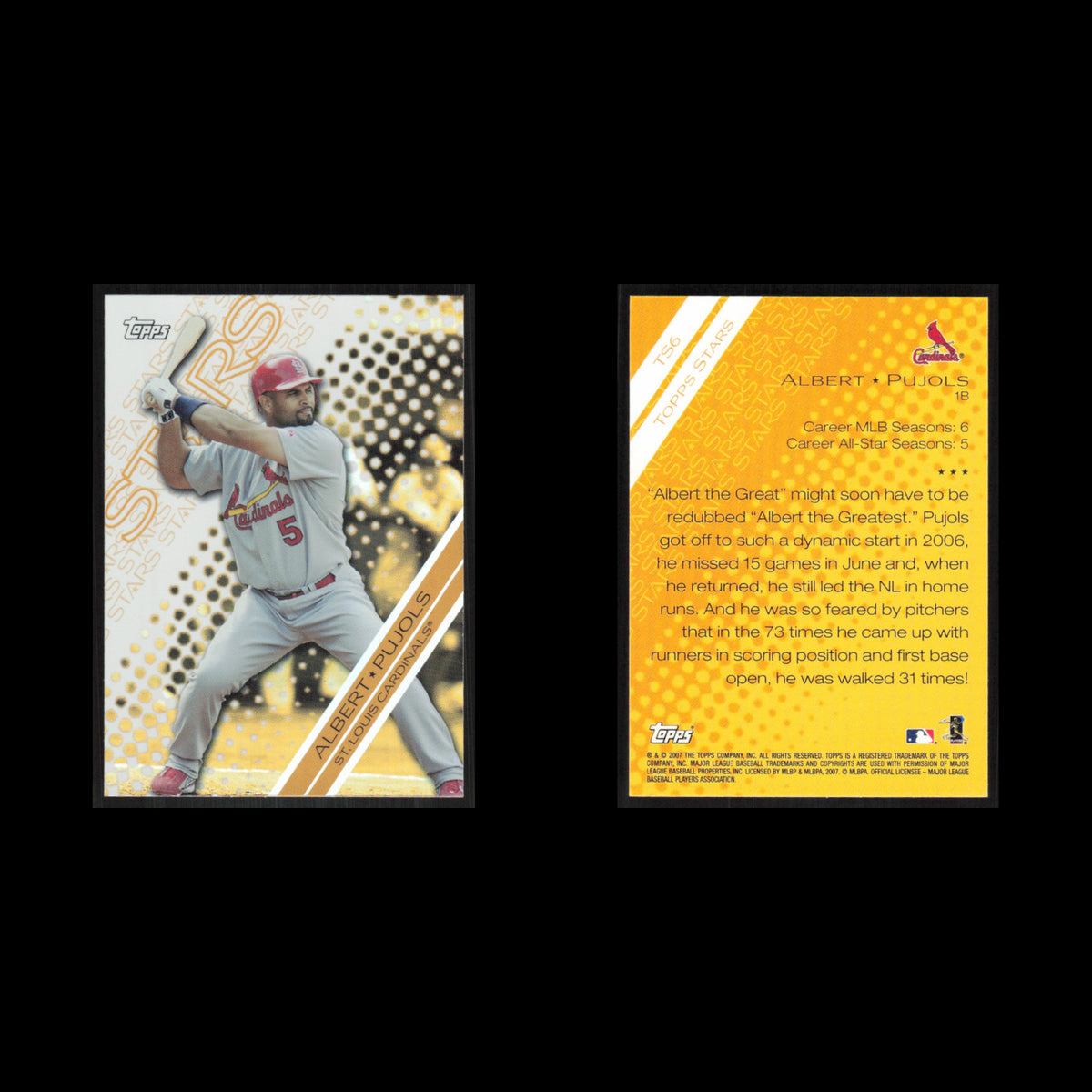 Albert Pujols #TS6 2007 Topps Stars St. Louis Cardinals Baseball Card MLB NM