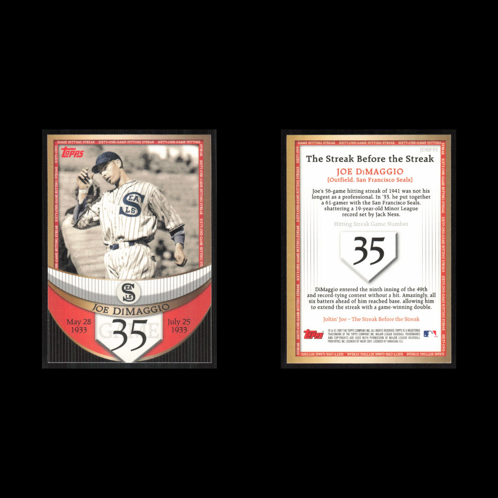 Joe DiMaggio #JDSF49 2007 Topps DiMaggio Streak Before The Streak Baseball Card