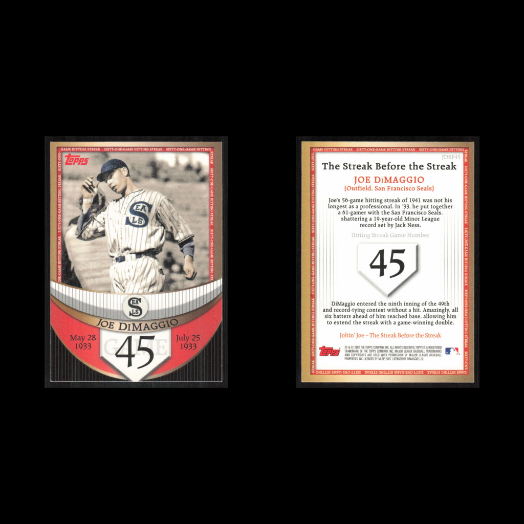 Joe DiMaggio #JDSF45 2007 Topps DiMaggio Streak Before The Streak Yankees Card