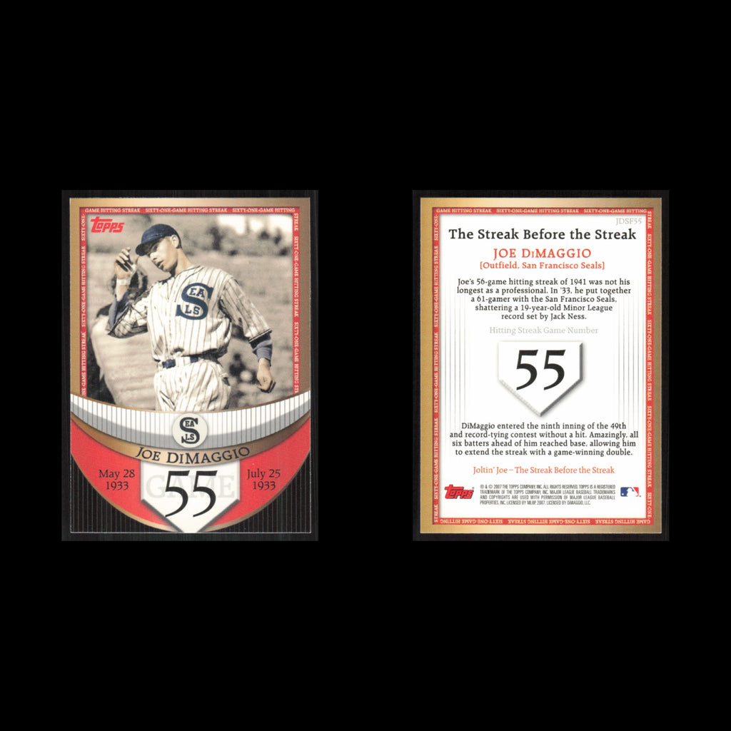 Joe DiMaggio #JDSF55 2007 Topps DiMaggio Streak Before The Streak Baseball Card