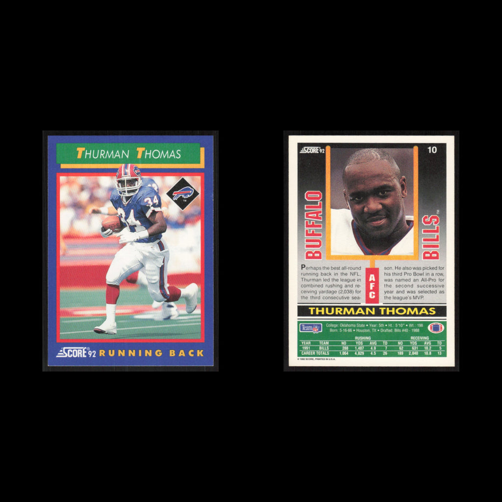 Thurman Thomas #10 1992 Score Buffalo Bills Football Card NFL NM