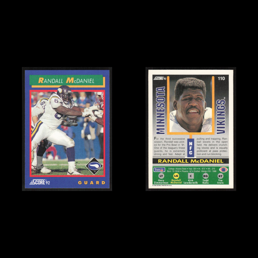 Randall McDaniel #110 1992 Score Minnesota Vikings Football Card NFL NM