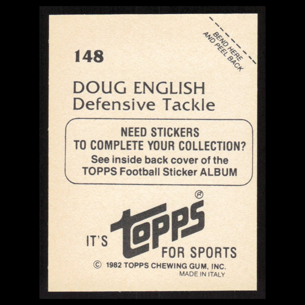 Doug English #148 1982 Topps Stickers Detroit Lions Football Card NFL NM