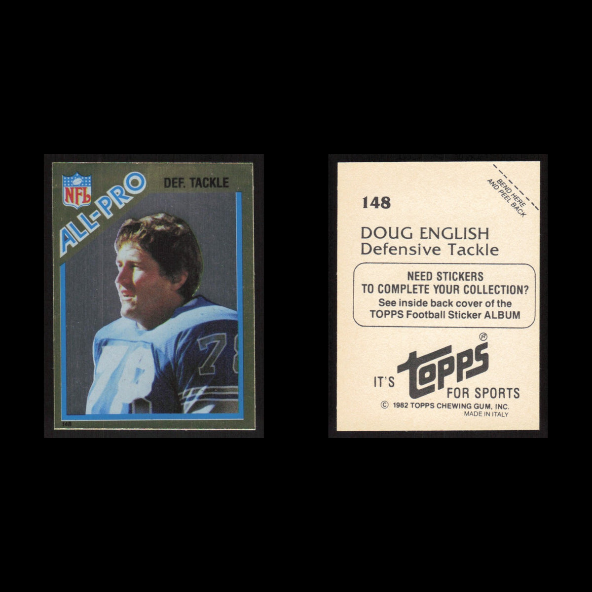 Doug English #148 1982 Topps Stickers Detroit Lions Football Card NFL NM