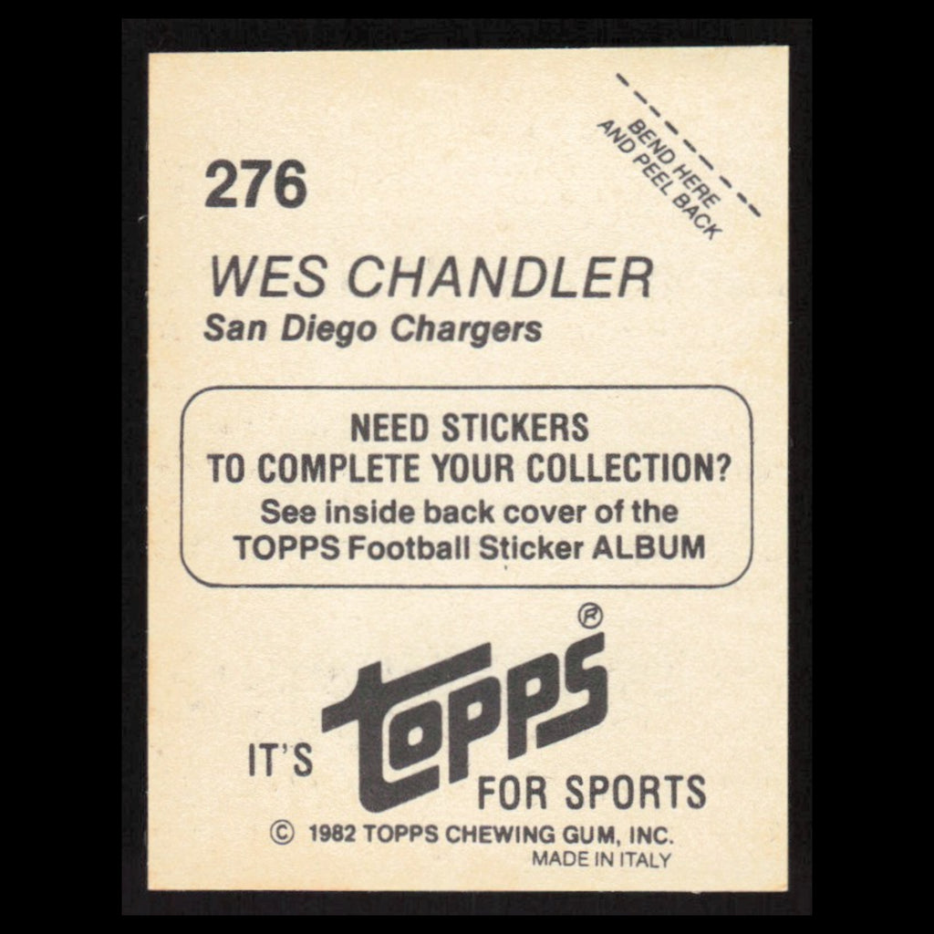Wes Chandler #276 1982 Topps Stickers San Diego Chargers Football Card NFL NM