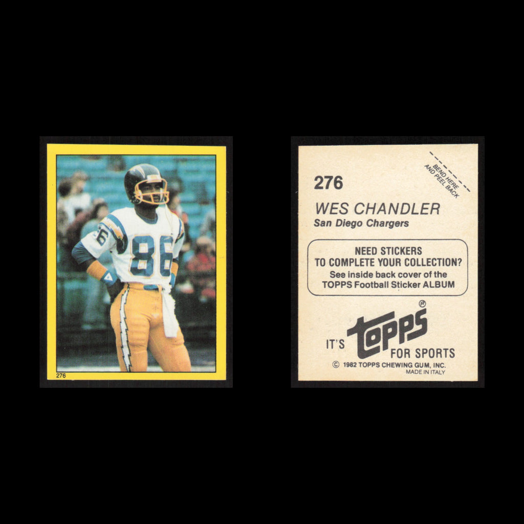 Wes Chandler #276 1982 Topps Stickers San Diego Chargers Football Card NFL NM