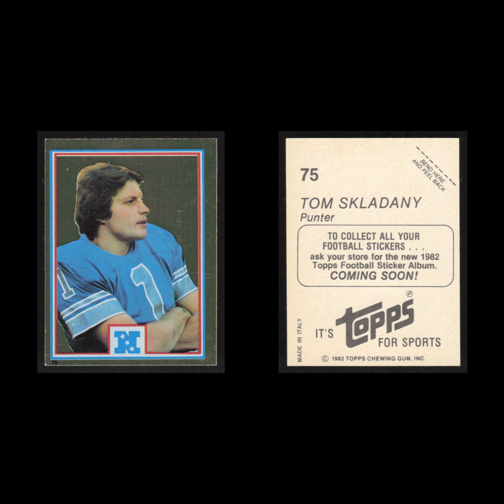 Tom Skladany #75 1982 Topps Stickers Detroit Lions Football Card NFL NM