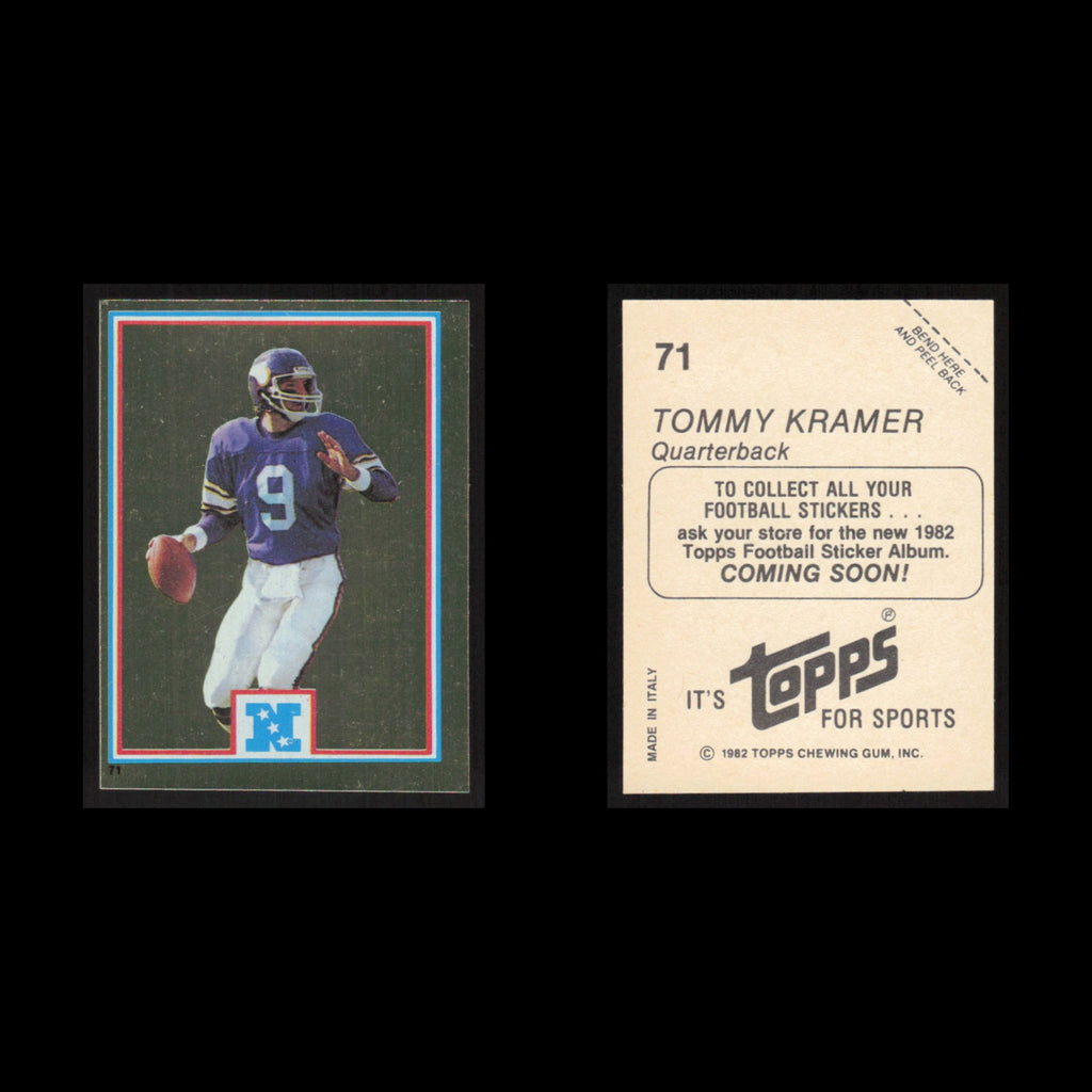 Tommy Kramer #71 1982 Topps Stickers Minnesota Vikings Football Card NFL NM