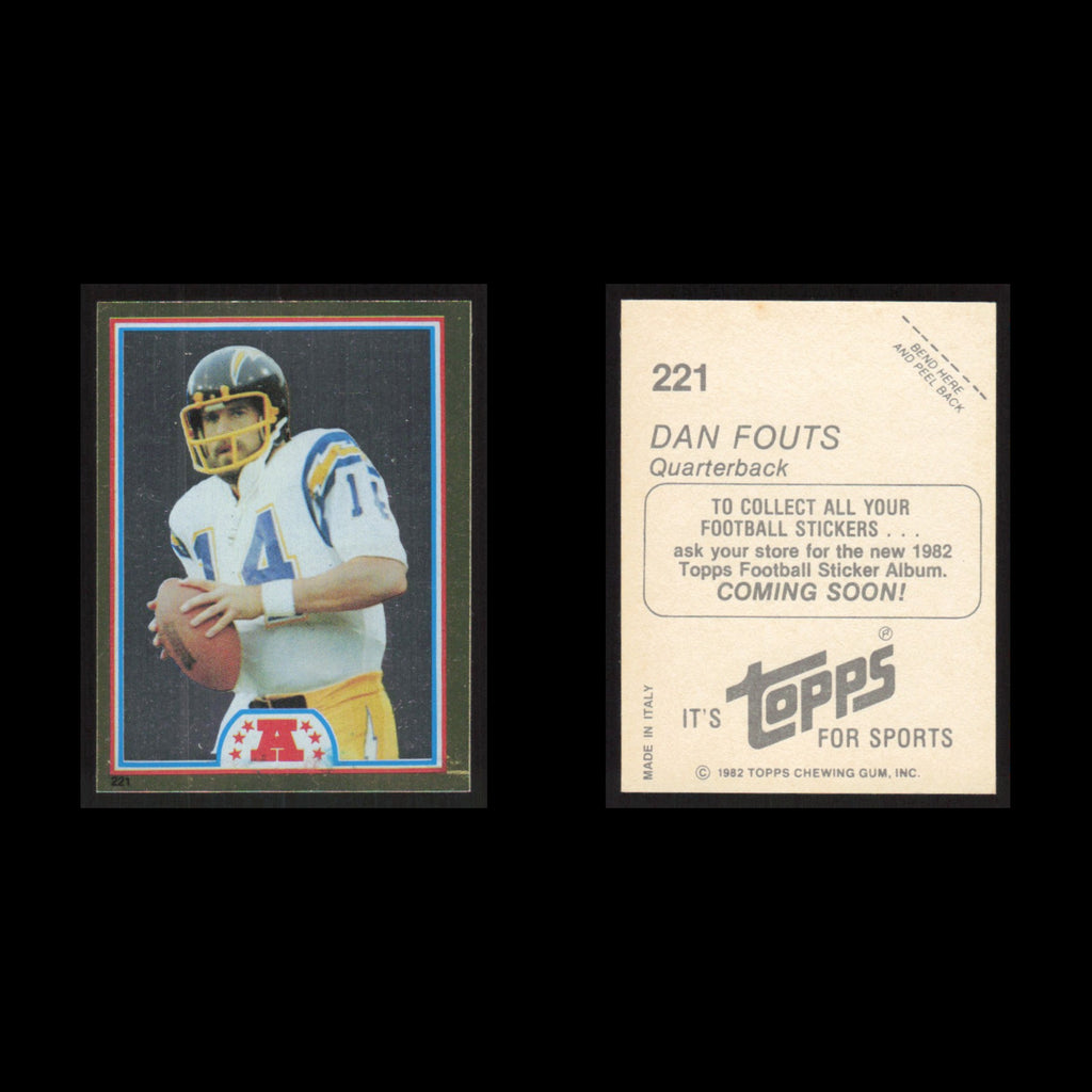 Dan Fouts #221 1982 Topps Stickers San Diego Chargers Football Card NFL NM