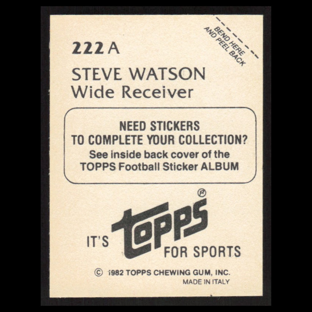 Steve Watson #222A 1982 Topps Stickers Denver Broncos Football Card NFL NM