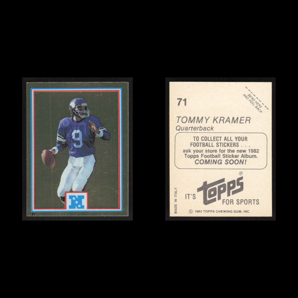 Tommy Kramer #71 1982 Topps Stickers Minnesota Vikings Football Card NFL NM