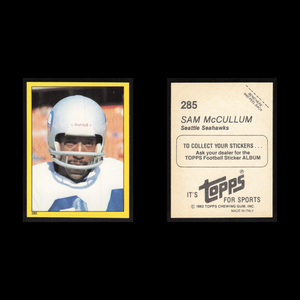 Sam McCullum #285 1982 Topps Stickers Seattle Seahawks Football Card NFL NM