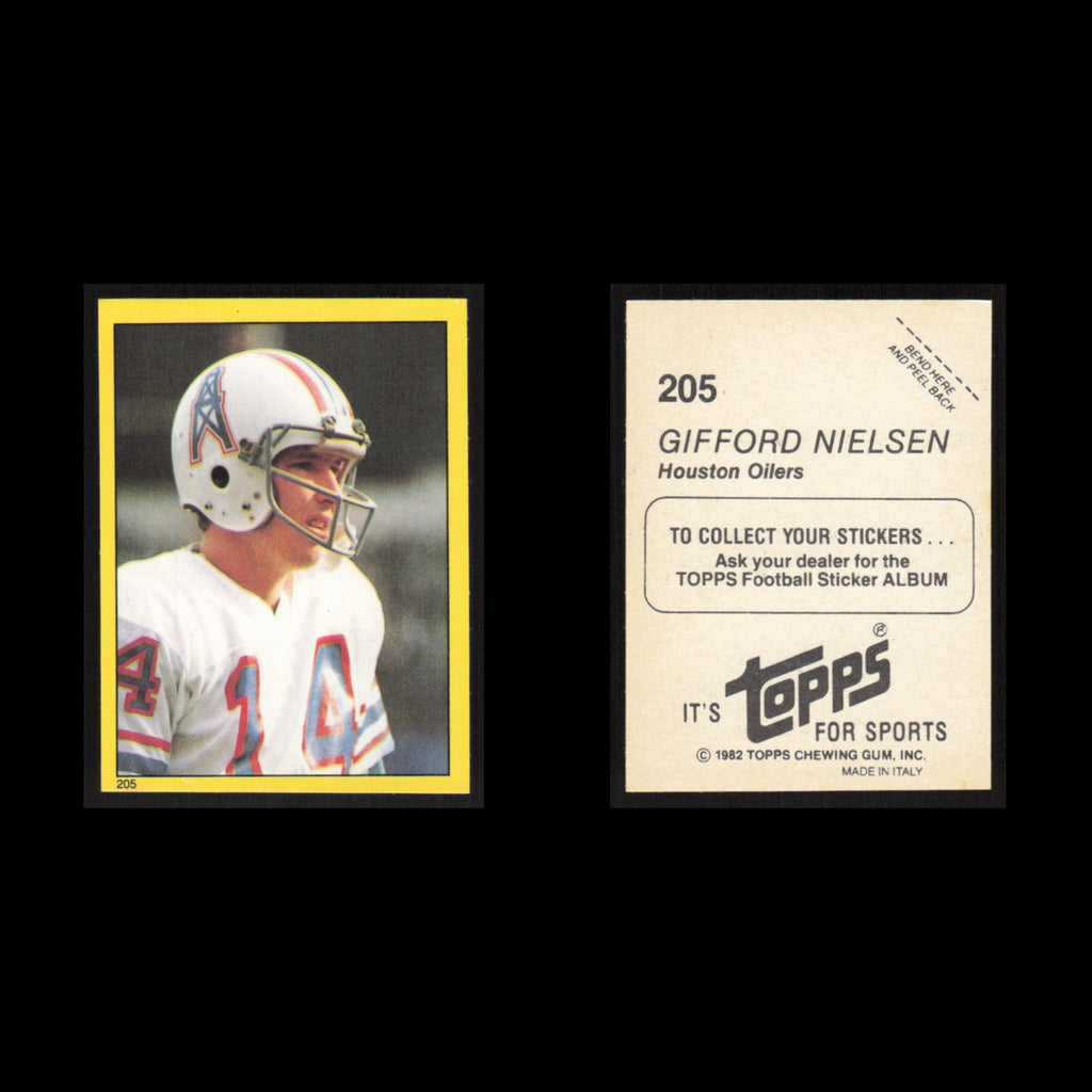 Gifford Nielsen #205 1982 Topps Stickers Houston Oilers Football Card NFL NM