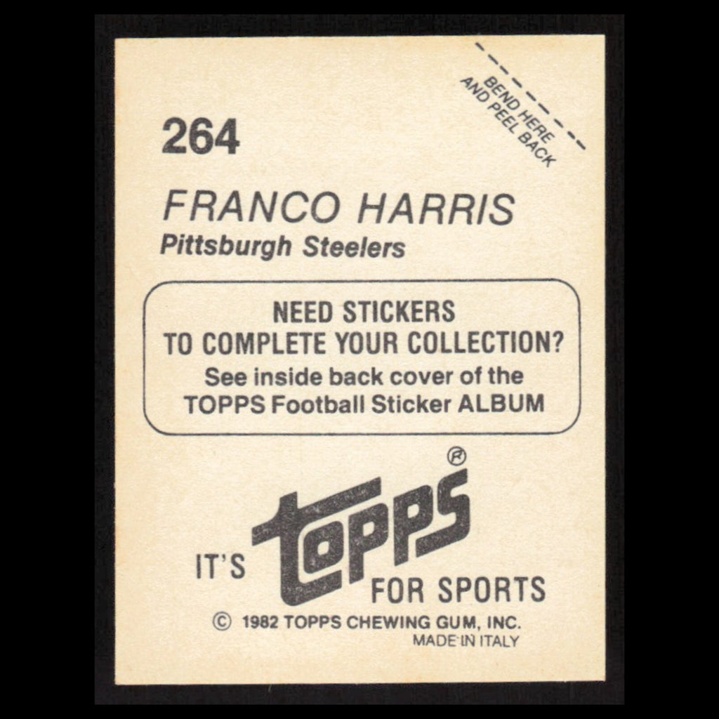 Franco Harris #264 1982 Topps Stickers Pittsburgh Steelers Football Card NFL NM