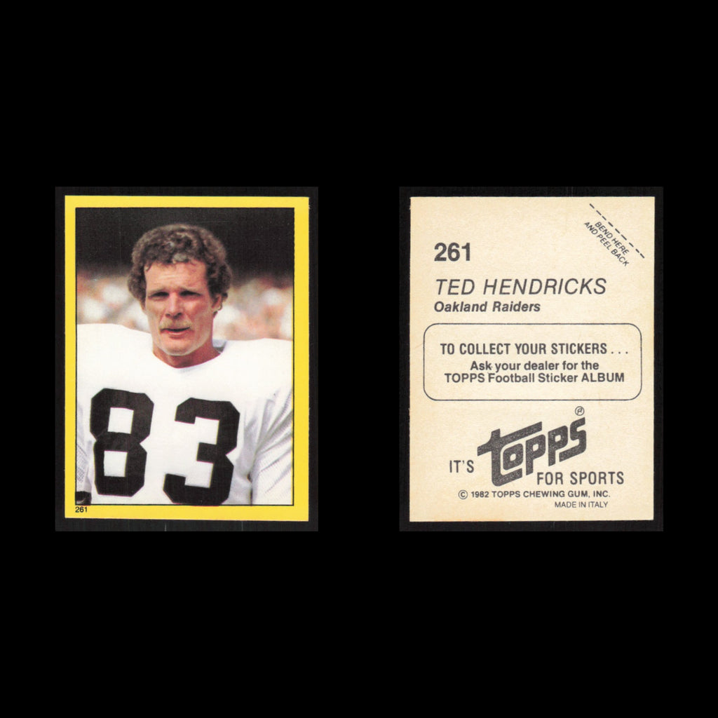 Ted Hendricks #261 1982 Topps Stickers Oakland Raiders Football Card NFL NM