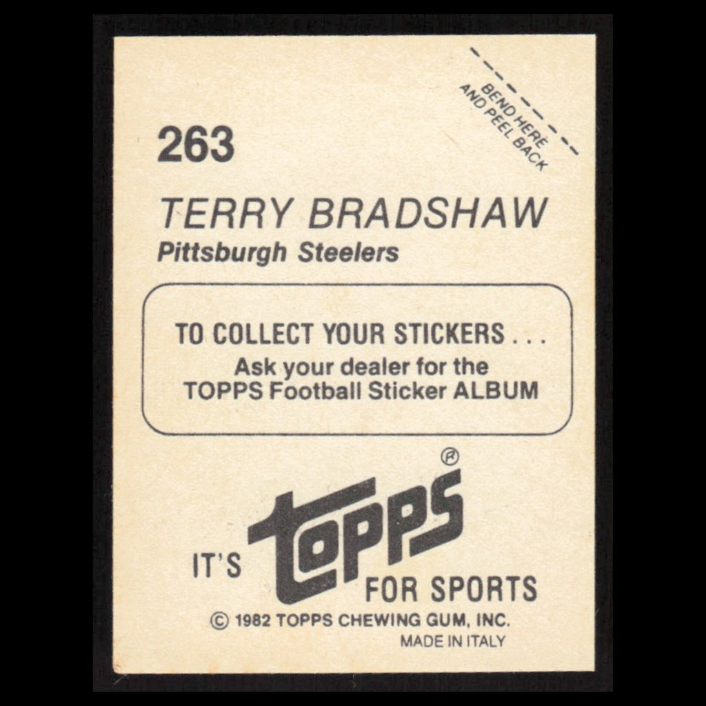 Terry Bradshaw #263 1982 Topps Stickers Pittsburgh Steelers Football Card NFL NM