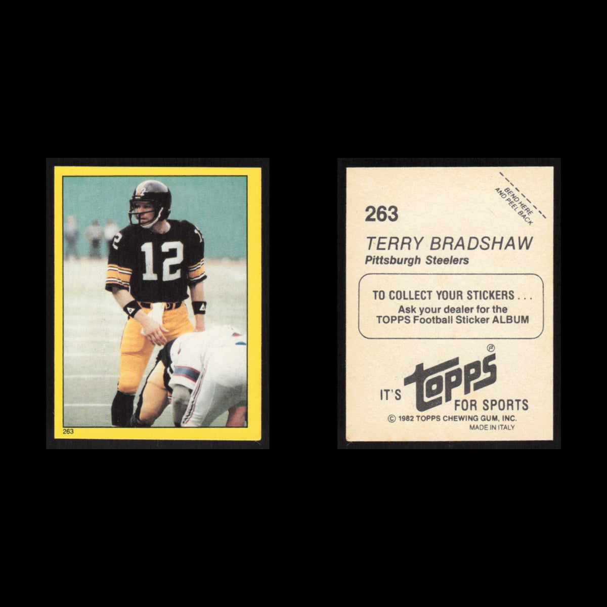 Terry Bradshaw #263 1982 Topps Stickers Pittsburgh Steelers Football Card NFL NM