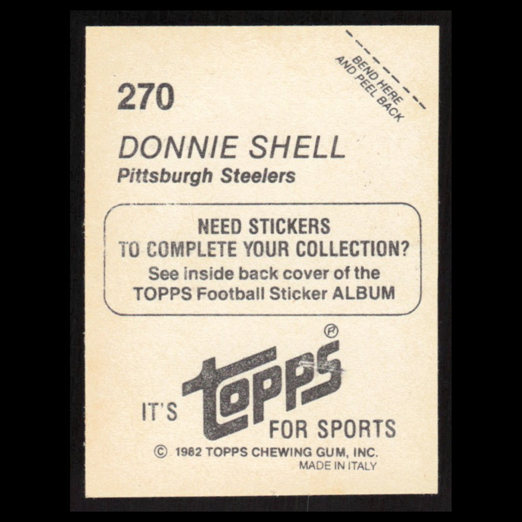 Donnie Shell #270 1982 Topps Stickers Pittsburgh Steelers Football Card NFL NM