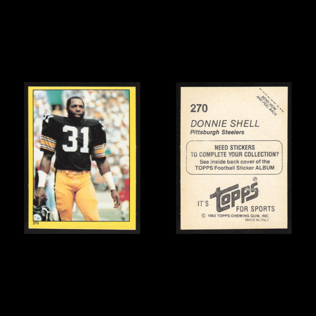 Donnie Shell #270 1982 Topps Stickers Pittsburgh Steelers Football Card NFL NM