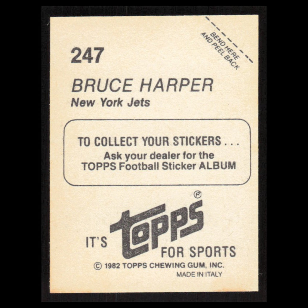 Bruce Harper #247 1982 Topps Stickers New York Jets Football Card NFL NM