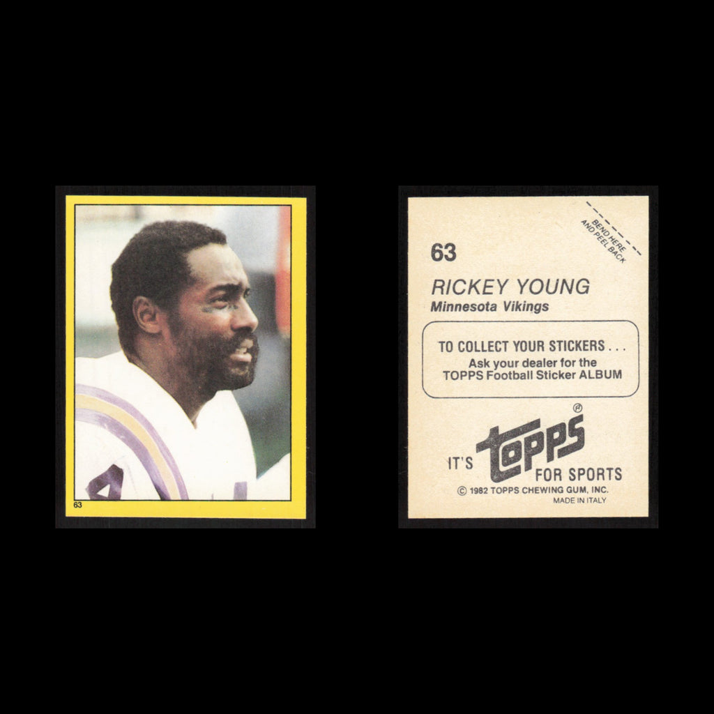 Rickey Young #63 1982 Topps Stickers Minnesota Vikings Football Card NFL NM