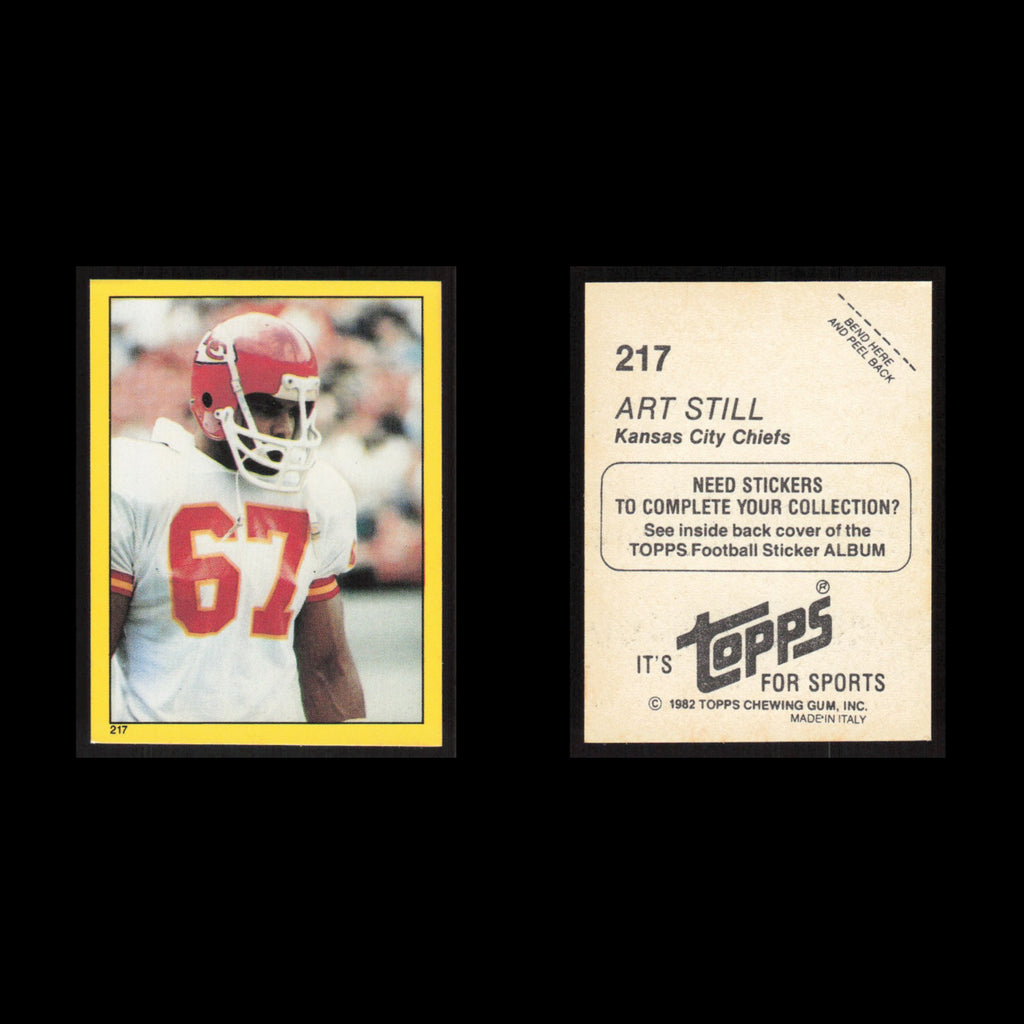 Art Still #217 1982 Topps Stickers Kansas City Chiefs Football Card NFL NM