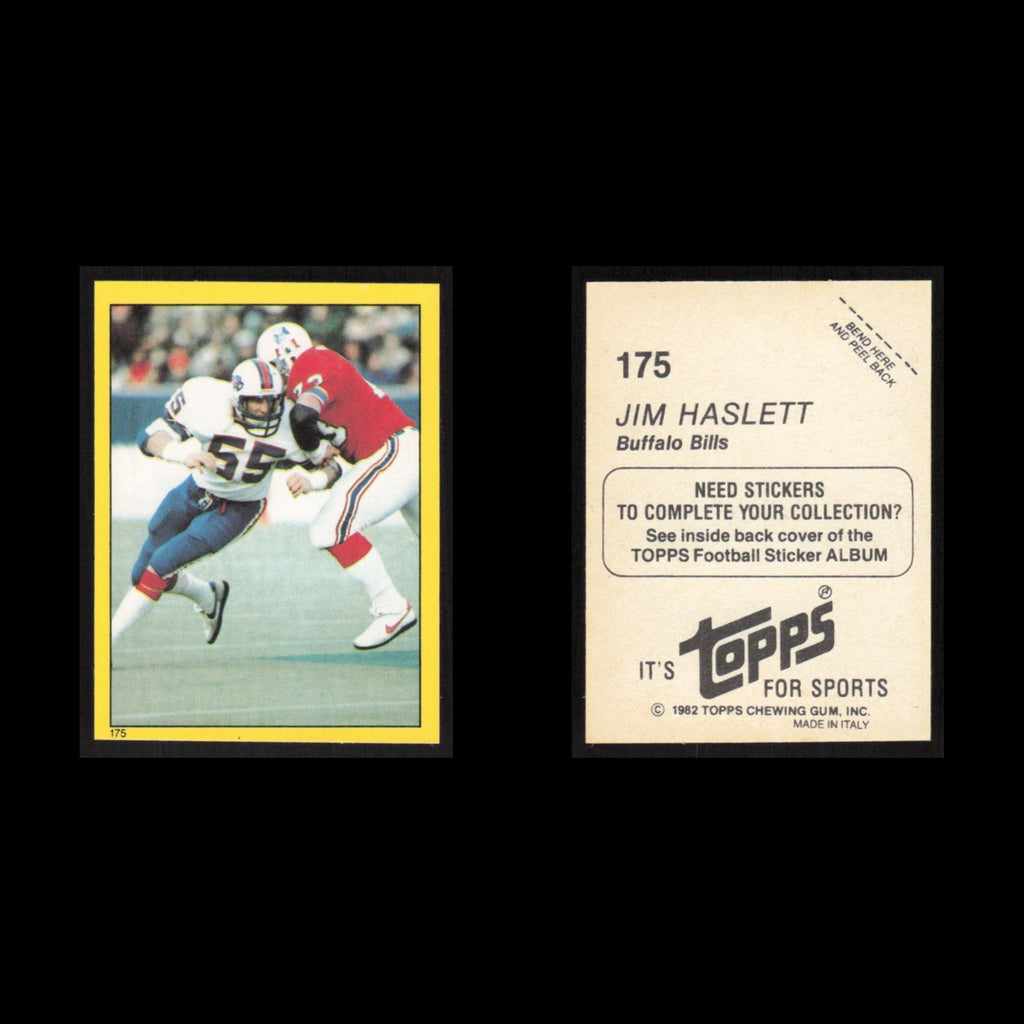 Jim Haslett #175 1982 Topps Stickers Buffalo Bills Football Card NFL NM