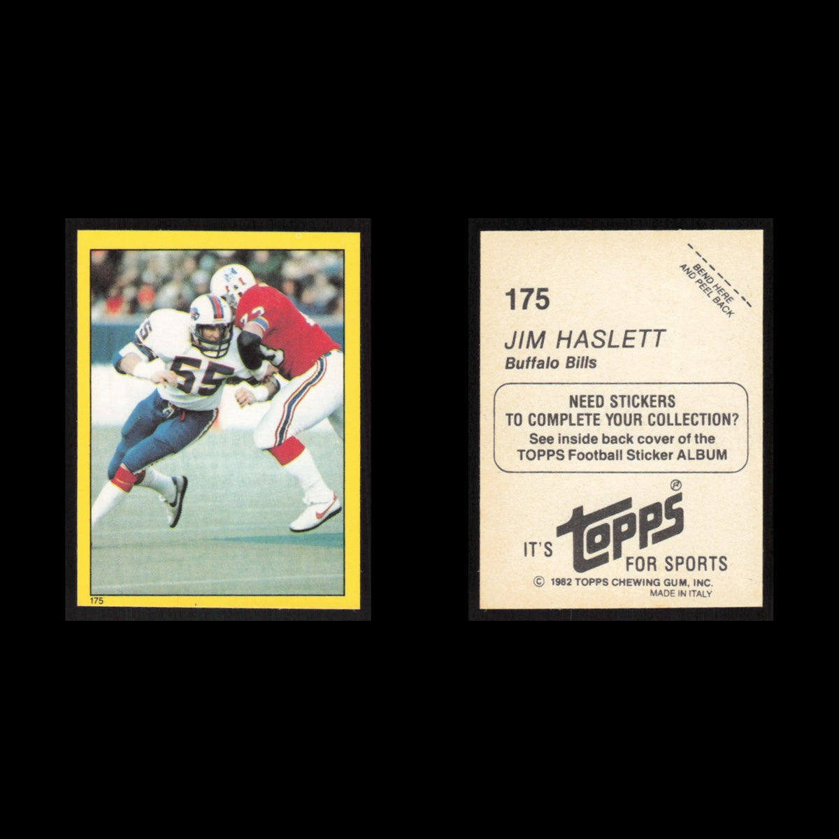 Jim Haslett #175 1982 Topps Stickers Buffalo Bills Football Card NFL NM