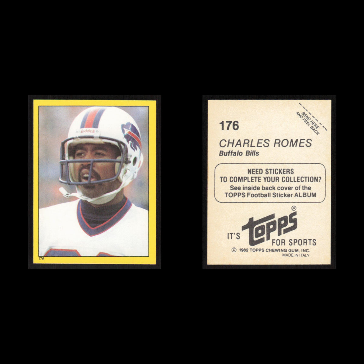 Charles Romes #176 1982 Topps Stickers Buffalo Bills Football Card NFL NM
