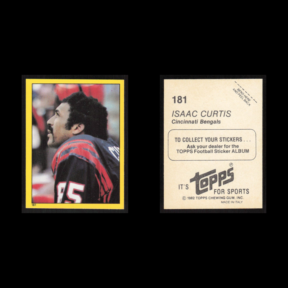 Isaac Curtis #181 1982 Topps Stickers Cincinnati Bengals Football Card NFL NM