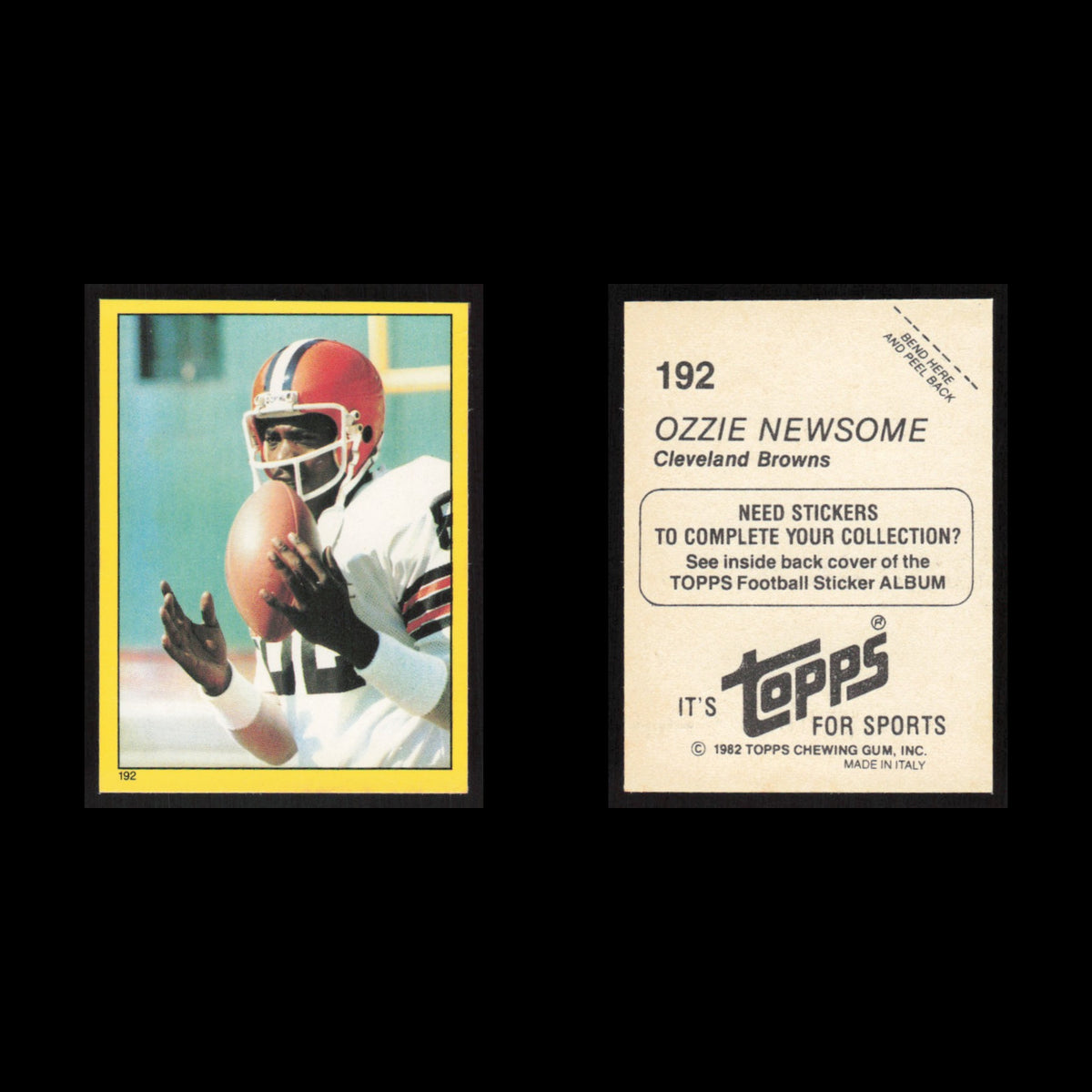 Ozzie Newsome #192 1982 Topps Stickers Cleveland Browns Football Card NFL NM