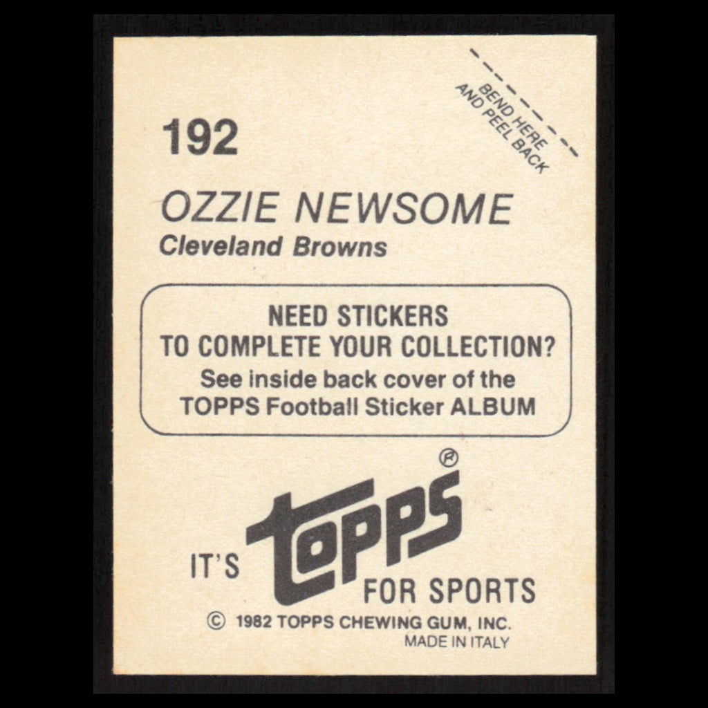 Ozzie Newsome #192 1982 Topps Stickers Cleveland Browns Football Card NFL NM