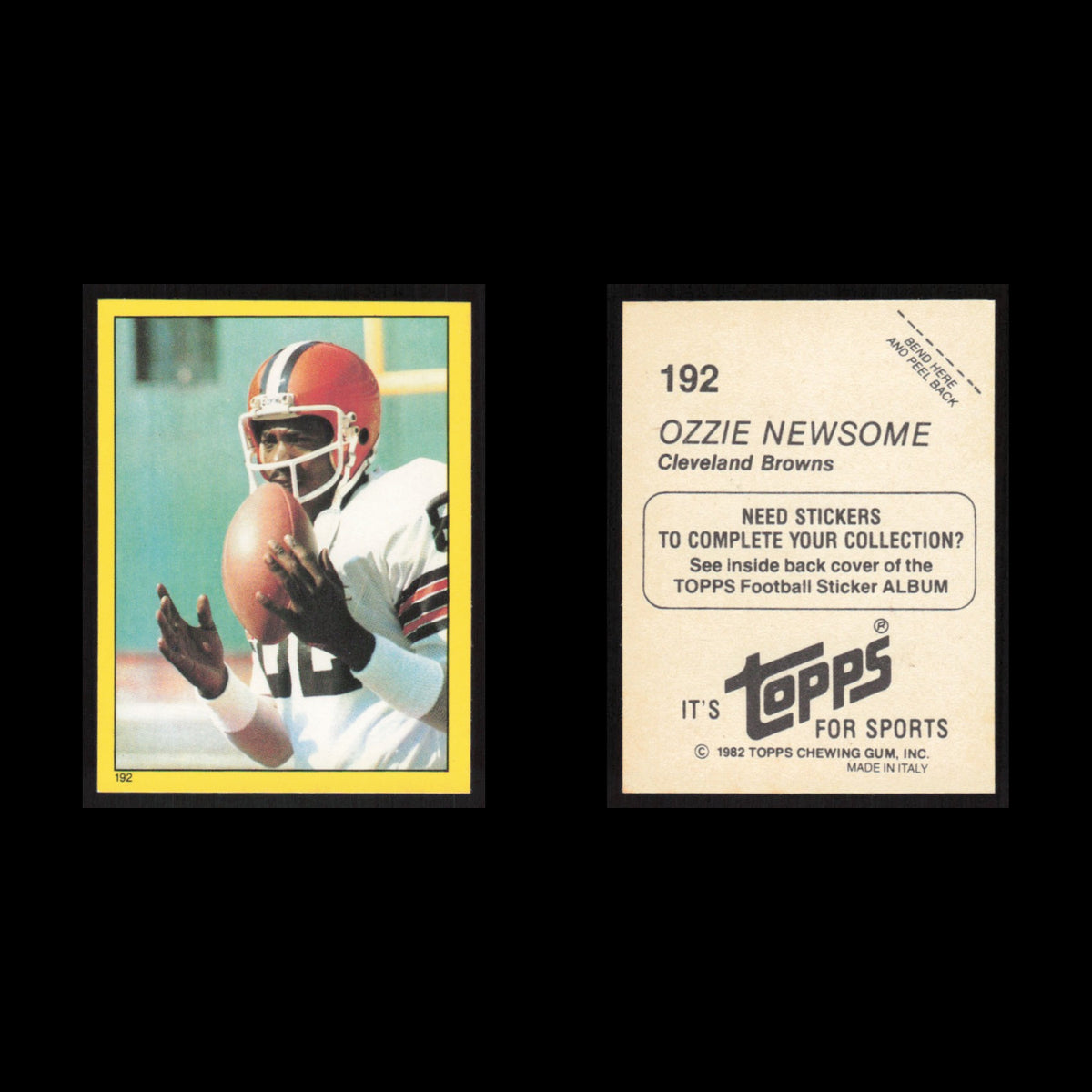Ozzie Newsome #192 1982 Topps Stickers Cleveland Browns Football Card NFL NM