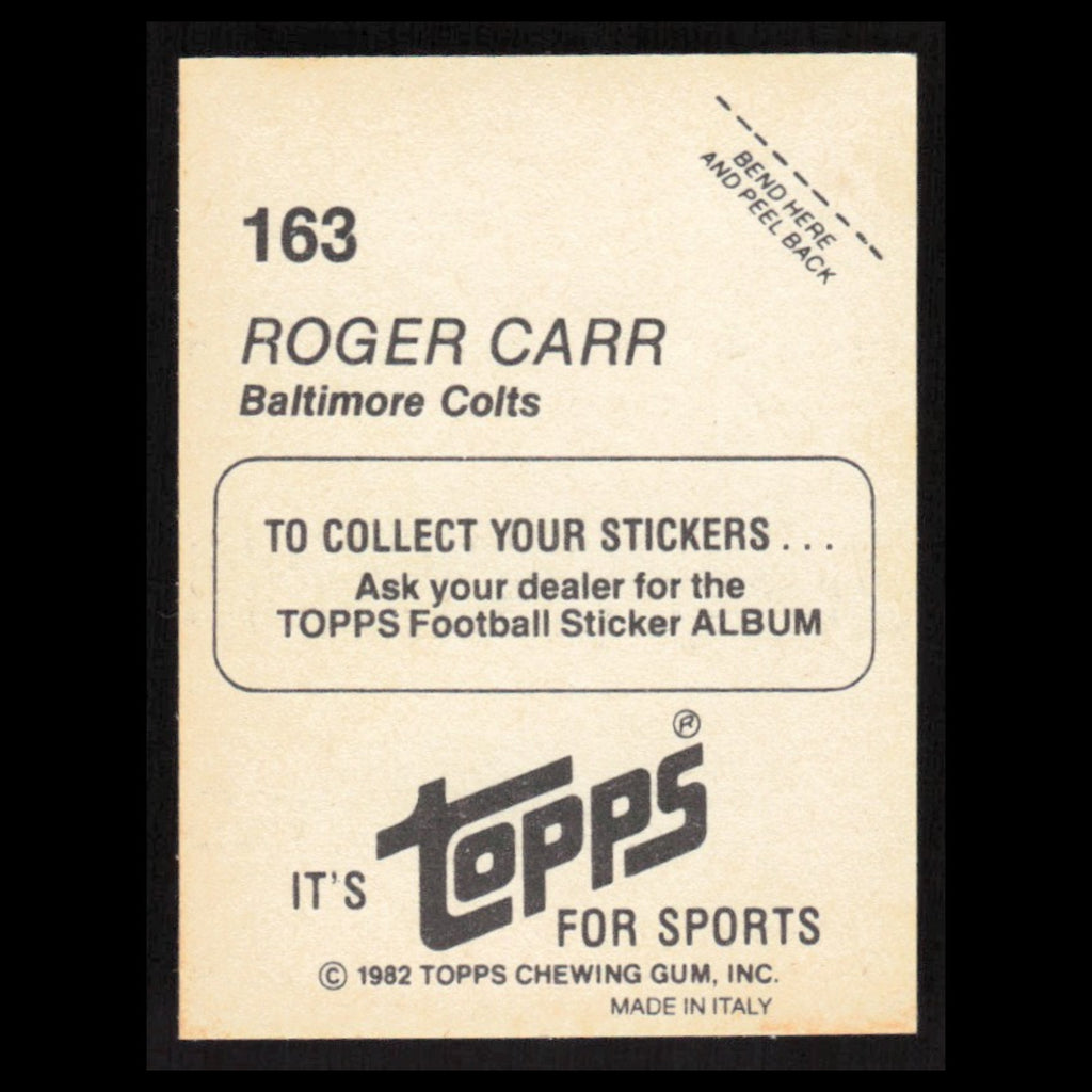 Roger Carr #163 1982 Topps Stickers Baltimore Colts Football Card NFL NM