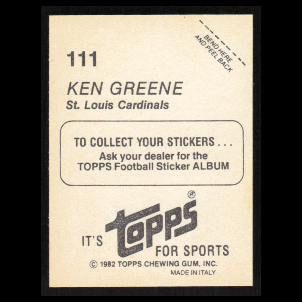 Ken Greene #111 1982 Topps Stickers St. Louis Cardinals Football Card NFL NM