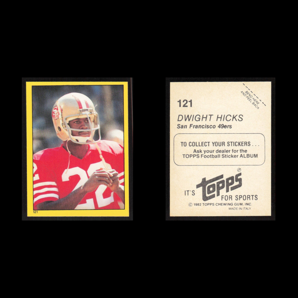 Dwight Hicks #121 1982 Topps Stickers San Francisco 49ers Football Card NFL NM